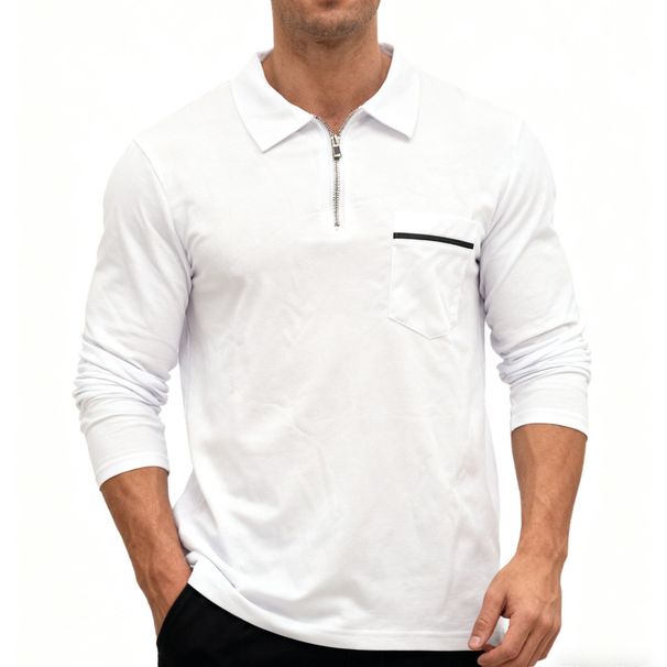 Men's Clothing Stand Collar Base Layer Golf Shirt Long Sleeve Casual Top - Breathable & Comfortable Polyester Blend For Sports & Daily Wear_viptrois.com