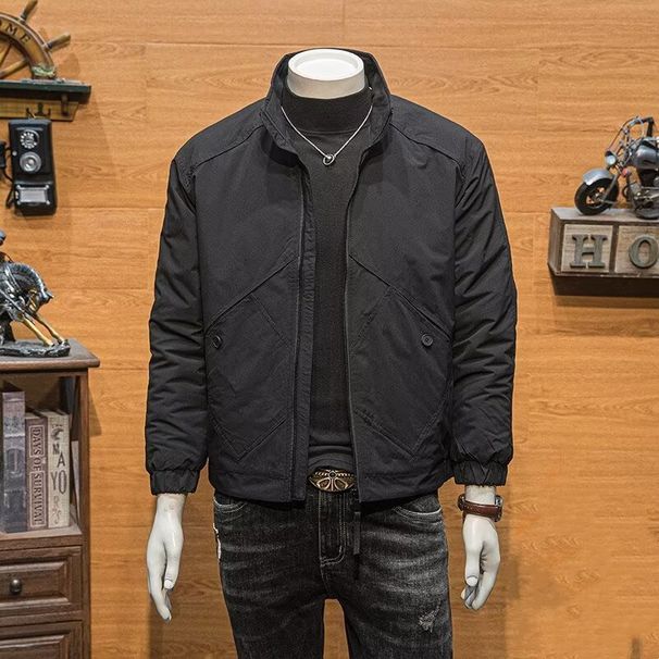Autumn Minimalist Casual Solid Color Top Trend Slim Fit Autumn Style Stand Up Collar Workwear Jacket_viptrois.com