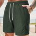 Men's Solid Color Corduroy Sports Pants Summer Lace Up Five Point Casual Shorts With Multi Pockets_viptrois.com