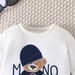Mother&Kids Children's cartoon letter hat bear embroidered hoodie trousers two-piece set_viptrois.com