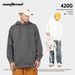 Loom Loom Solid Color Heavyweight 420g Men's Sweatshirt Loose Oversize American Style Terry Pullover Hooded Couple Jacket_viptrois.com