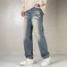 Men's clothing in stock 2024 ashion brand jeans straight men's slim trousers trendy youth mid-waist pants_viptrois.com