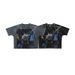 American Thunderbolt Cartoon Full-Print Washed Vintage Loose Fit One-Piece Cut Short Sleeve T-Shirt_viptrois.com