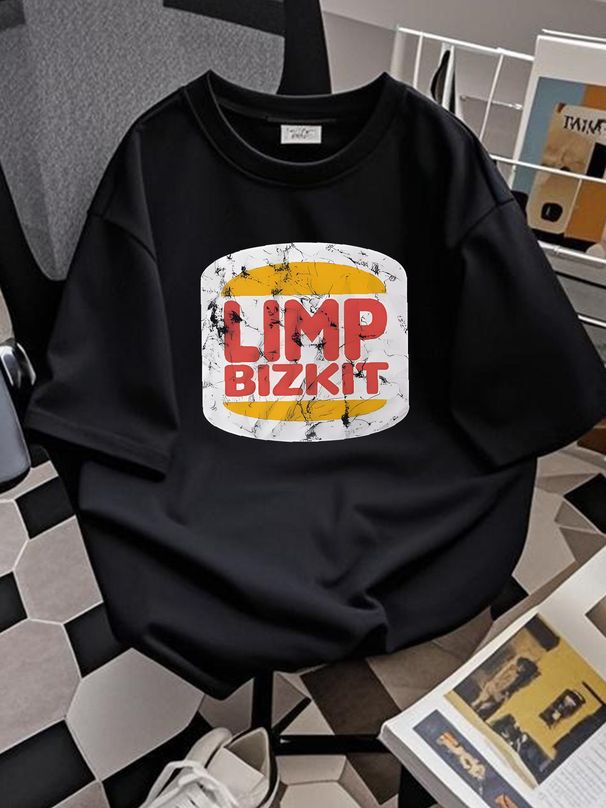 Limp Bizkit Burger King T-Shirt Vintage Distressed Worn Homme Stylish Graphic Summer Unisex Top For Everyday Wear Casual Fashion Comfortable_viptrois.com