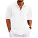 Men’s Clothing Men's Shirt Men's Pullover Shirt Solid Color Lapel Long Sleeve Cotton And Linen Casual Shirt Shirt_viptrois.com