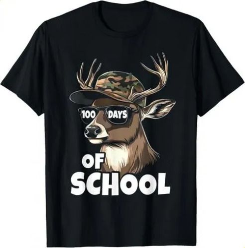 T-shirtbucked_ Days Of School Deer Student 2026 Boy Girls 100_viptrois.com