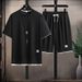 Men's Clothing Men's Short Sleeved Suit Waffle Heart Suit Trendy Loose Ice Silk Shorts Youth Leisure Sports Two Piece Suit_viptrois.com