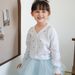 Mother & Kids Girls' Knit Cardigan With Heart Embroidery - Lightweight Summer & Spring Outerwear For Kids (90-160cm, Pearl White/Black)_viptrois.com