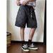 Men's Clothing Distressed Washed Elastic Denim Shorts Niche Deconstructed Design Yellow Mud Dyed Loose Versatile Shorts_viptrois.com