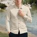 Monochrome Man- Men's Summer Linen Short Sleeve Cardigan Casual Button Beach Vacation Loose Shirt_viptrois.com