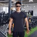 Muscle Fitness Exercise Cotton Short Sleeve Basketball Running Training Solona Elastic Sports T-shirt Men's_viptrois.com