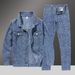 Men's Clothing Denim Jacket Men's Fashion Brand Spring And Autumn Hip Hop Loose Casual Couple Workwear Ins Long Sleeve Jacket Long Pants Suit_viptrois.com