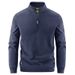 Men’s Fleece-Lined Stand Collar Half-Zip Sweater – Thickened Winter Knit Pullover, Anti-Pilling & Machine Washable (Minimalist Badge Detail)_viptrois.com