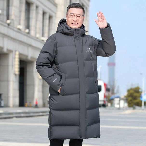 Men's Clothing Dad's Down Jacket, Grandpa's Same Style, Winter Knee Length Hooded Down Jacket, Extreme Cold, Thickened And Extra Large Size Coat_viptrois.com