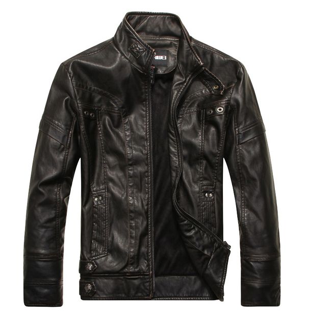 Men’s Motorcycle PU Leather Jacket – Stylish Biker Jacket (Brown, Black, Earthy Yellow, M-5XL)_viptrois.com
