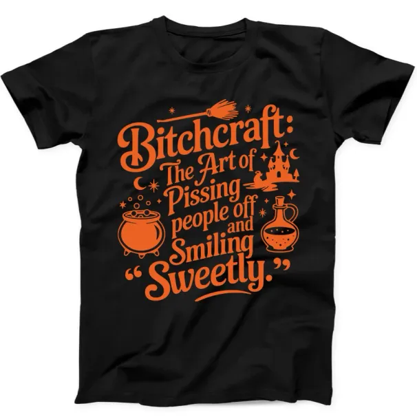 Halloween Bitchcraft Witch Best Seller Funny Gift Tee Black T Shirt Mens Womens Tees Top 148_viptrois.com