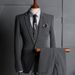 Men's Slim Fit Business Suit Set - 3 Piece Formal Blazer Vest & Pants For Wedding Office Casual (Black, Gray, Blue)_viptrois.com