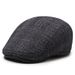 New Autumn Winter Beret For Men, Middle-aged And Elderly Forward Cap, Plaid Pattern Breathable Warm Hat_viptrois.com