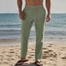 Men's Clothing Drawstring Simple Fashion Solid Color Casual Cotton And Linen Straight Trousers_viptrois.com