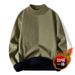 Autumn Winter Fashion Versatile Half Turtleneck Sweater Men's Lined Solid Color One-Piece Fleece Warm Knitted Base Shirt_viptrois.com