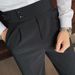 Men's Clothing Slim Fitting Pants Autumn Retro High Waist Business Solid Color Straight Casual Trousers_viptrois.com