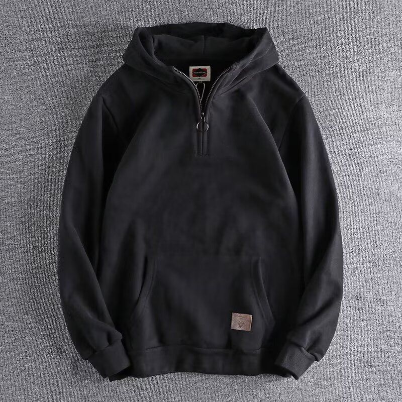 Men's Casual Zip-Up Hoodie With Print Design, Lightweight Cotton Blend, Relaxed Fit For Spring & Fall, Streetwear Essential In Grey/Green/Black/Red_viptrois.com