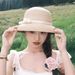 Hepburn Style Natural Raffia Bow Straw Hat For Women For Summer Travel Sun Protection Bucket Hat Bowler Hat_viptrois.com