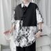 Summer National New Chinese Style Pan Button Spliced Short Fashion Print Loose Casual Half Sleeved Shirt_viptrois.com
