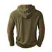 Pure Men's Fashion Casual Ribbed Army Green Patchwork Brown Design Elegant Hooded Sweatshirt Suitable_viptrois.com
