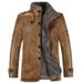 Men's Clothing Men's Winter PU Washed Leather Jacket With Fleece Lining, Stand Collar, Slim Fit, Business Casual, Plus Size (Black, Coffee, Khaki)_viptrois.com