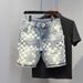 Men's Clothing Men's Summer Thin Trendy Brand Personality Slim Breeches High End Printed Handsome Shorts_viptrois.com