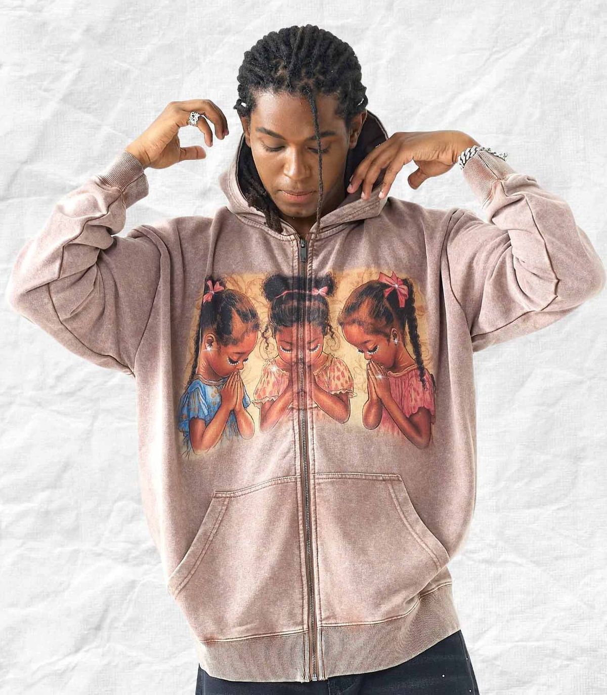 Street Style Hip Hop Pious Kids 3D Printed Loose Fitting Sweatshirt Zip Up Pullover For Boys_viptrois.com
