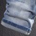 Men's Simple Trend Light Blue Ripped Denim Shorts Men's Fashion Versatile Casual Stretch Shorts Men's Mid-Length Pants_viptrois.com