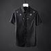Men's Slim Fit Short Sleeve Shirt White Cotton Casual Modern Style With Imported Czech Crystal Rhinestone Star Pattern Factory Direct Sales_viptrois.com