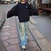 Men's Clothing Ac Style Ripped Yellow Mud Old Washed Dirty Pants Loose Flared Jeans For Men And Women_viptrois.com