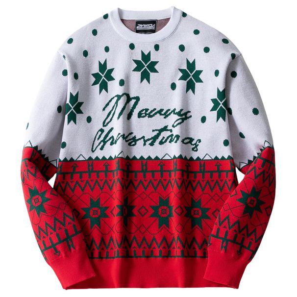 Loom Foreign Trade Men's Clothing European And American Autumn Winter Sweater Christmas Jacquard Round Neck Pullover Knitted_viptrois.com