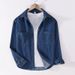 Spring And Autumn Casual Men's Denim Long Sleeved Shirt, Solid Color, Handsome, Simple, Versatile And Fashionable_viptrois.com
