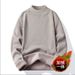 Autumn Winter Fashion Versatile Half Turtleneck Sweater Men's Lined Solid Color One-Piece Fleece Warm Knitted Base Shirt_viptrois.com