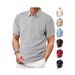 Men's Clothing Summer Thin Breathable Perspiration Loose Casual Solid Color Jacquard Fabric Men's Short Sleeved Polo Shirt_viptrois.com