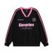 American Street Style Letter Print V-Neck Sweatshirt Loose Fit Men's Spring And Autumn Striped Patchwork Three-Stripe_viptrois.com