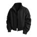Men's & Women's Casual Bomber Jacket With Stand-up Collar, Loose Fit Streetwear Zip-up Jacket, Lightweight Unisex Coat For Spring & Autumn_viptrois.com