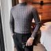 Half High Neck Sweater Men's Autumn And Winter Slim Fit Warm Mid Neck Knitted Sweater Sweater_viptrois.com