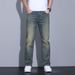 2025 New Summer Versatile Jeans Men, Straight Tube, Slim Fit, Washed, Grinding White, Made Old Pants For Men_viptrois.com