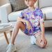 Mother & Kids INS Girls Abstract Full Print Short Sleeved Suit Round Neck Short Sleeved T Shirt Suit_viptrois.com