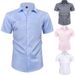 Cross Border Short Sleeved Solid Color Men's Shirt Formal Shirt Free Ironing Men's Clothing Hot Sale_viptrois.com