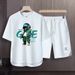 Men's Clothing 2024 Waffle Casual Summer Suit Men's Loose Teen Short sleeved T shirt Shorts Handsome Two piece Suit_viptrois.com