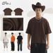 Men's Clothing Boxy Fit Oversized Cotton T-Shirt - Drop Shoulder Short Sleeve Crew Neck Tee For Casual Streetwear (Brown, Orange, Black)_viptrois.com