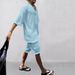 Men's Clothing Summer Men's Jacquard Sports Suit V Neck Quick Drying Short Sleeved Ice Feeling Shorts Elastic High Street Two Piece Suit_viptrois.com