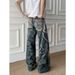 Loom European And American Street Style 3D Digital Print Jeans For Men Summer Niche Design Loose Casual Distressed Wide-Leg_viptrois.com