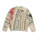 carlo Colucci Autumn Winter New Fashion National Trend Casual Thick Knit 3D Digital Print Men's Crew Neck Sweatshirt_viptrois.com
